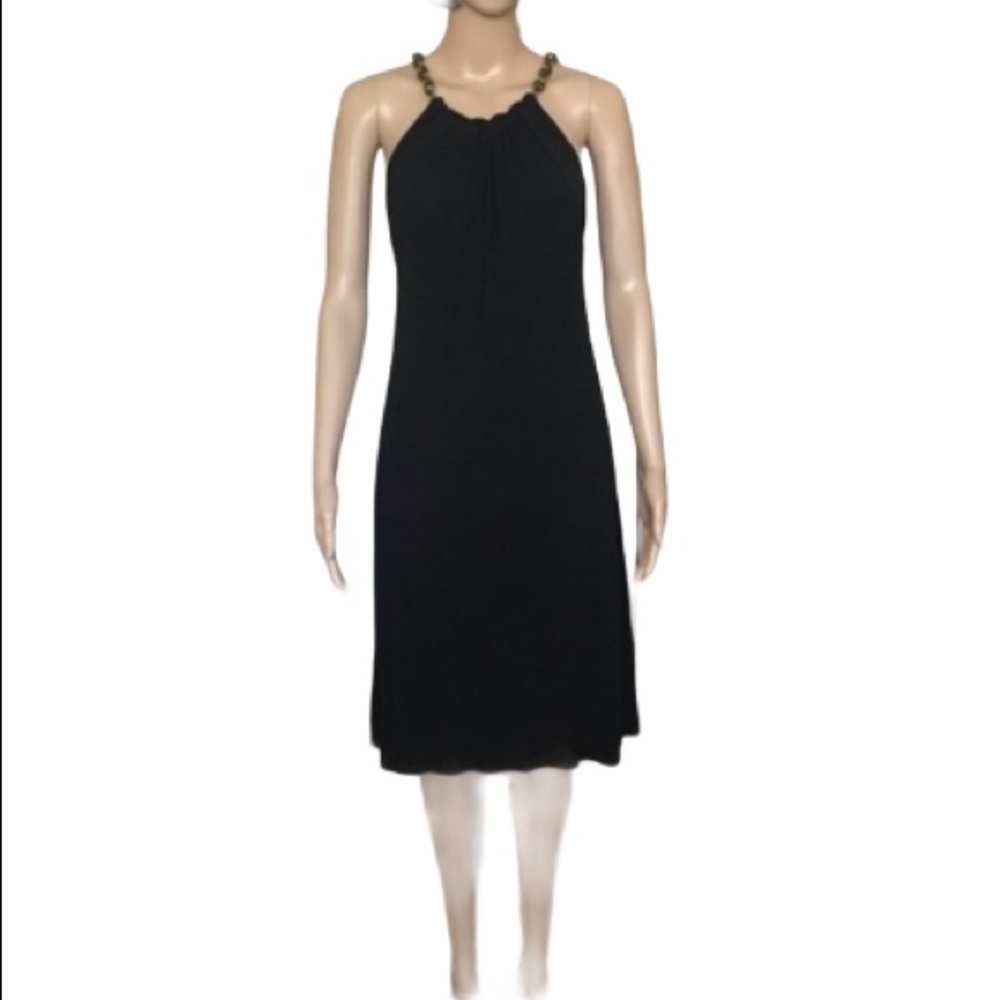 Yigal Azrouel black dress with chain neckline